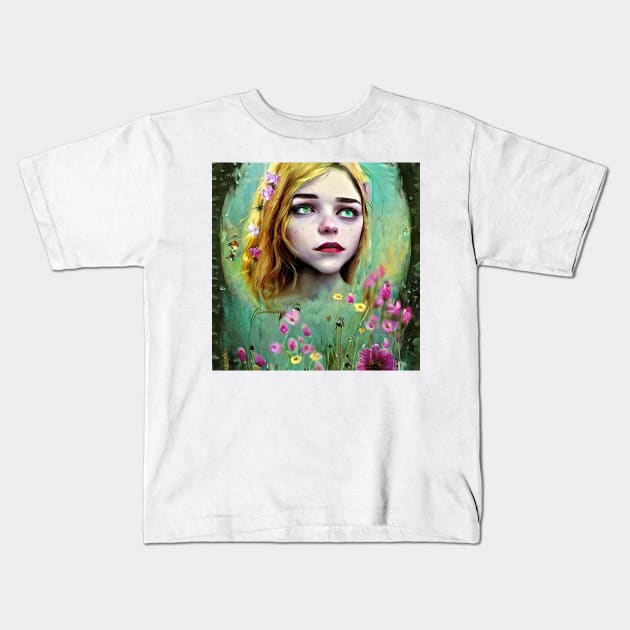 green-eyed girl Kids T-Shirt by bogfl